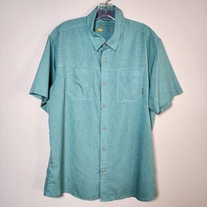 EDDIE BAUER Shirt Mens Large Lightweight Turquoise Hiking Summer Wicking Ripstop